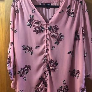 Torrid size 2 pink floral blouse